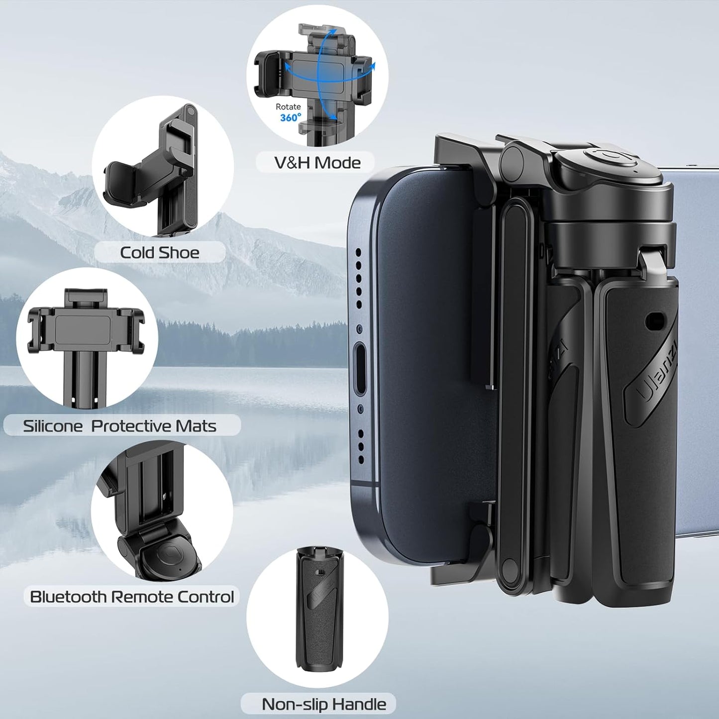 P15 Mini Grip Quadripod Trépied Selfie Sans Fil