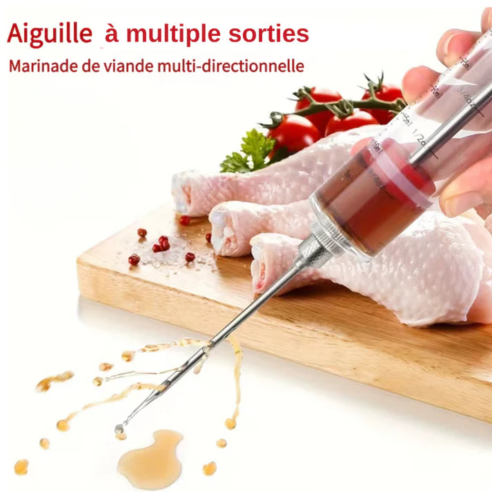 Kit Complet 5 pièces Injecteur de Marinade Grande Capacité 50 mL en Acier Inoxydable