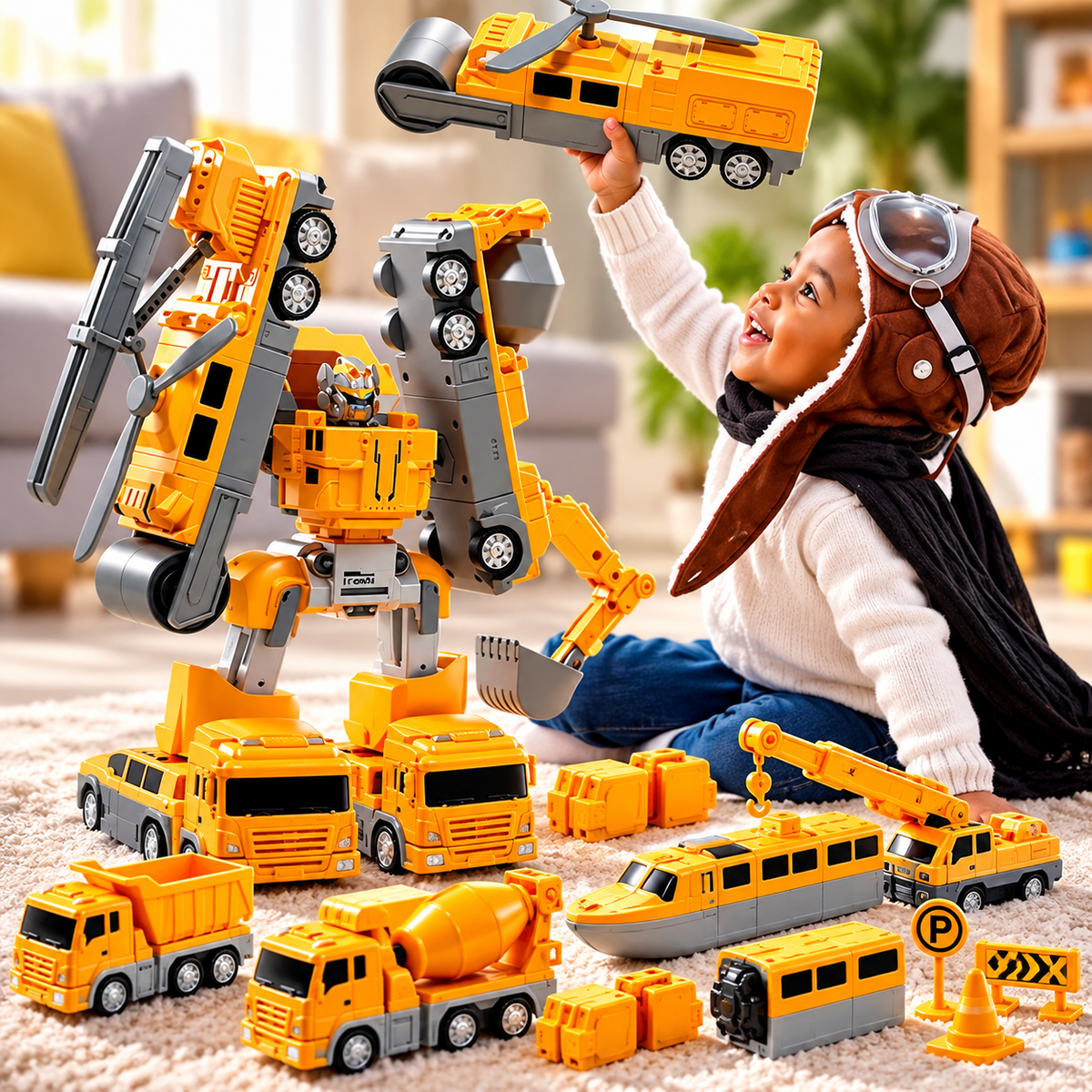 Coffret Magnétique 26 Pièces – Véhicules Transformables en Robot