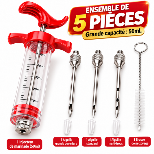 Kit Complet 5 pièces Injecteur de Marinade pour des repas savoureux.
