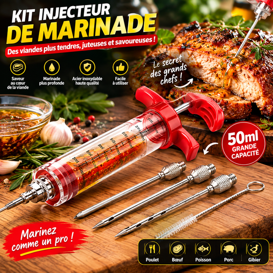 Kit Complet 5 pièces Injecteur de Marinade pour des repas savoureux.