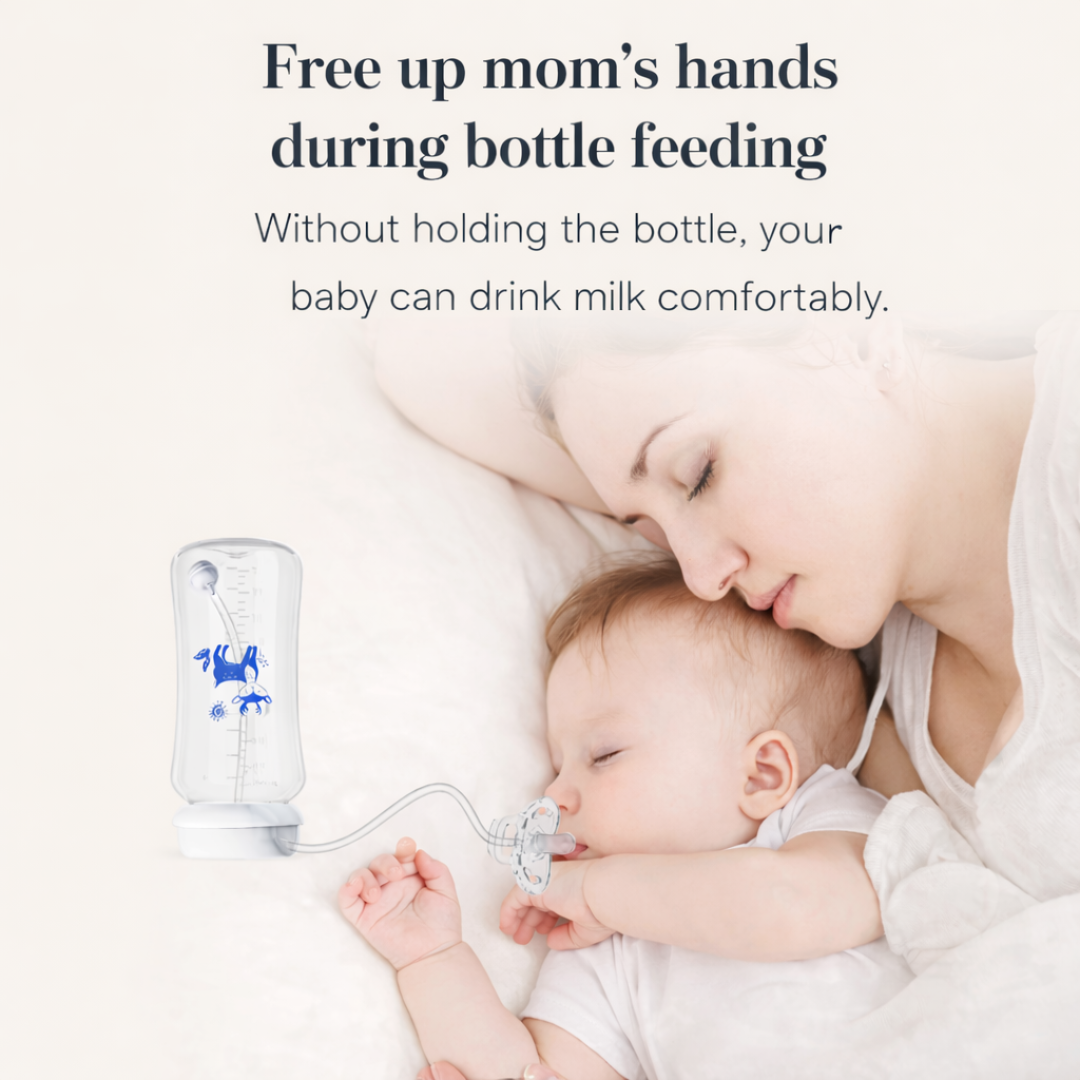 Biberon mains libres 3 en 1 – Nourris bébé sans utiliser tes mains 👶✨