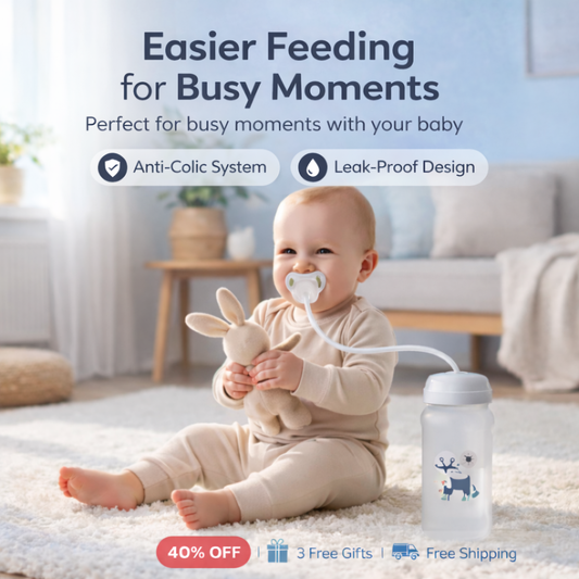 Biberon mains libres 3 en 1 – Nourris bébé sans utiliser tes mains 👶✨