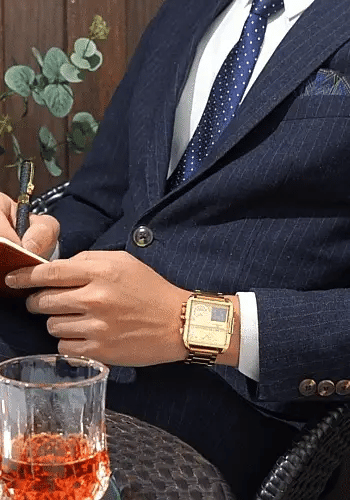 Montre de Luxe Binbond ORIGINALE unisexe, Chronophage lumineux, étanche 3ATM, en acier inoxydable et quartz, doté de trois cadran fonctionnels, chronomètre et alarme