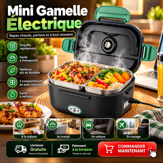 MINI GAMELLE ELECTRIQUE A DEUX COMPARTIMENTS (1,5 Litre au total)