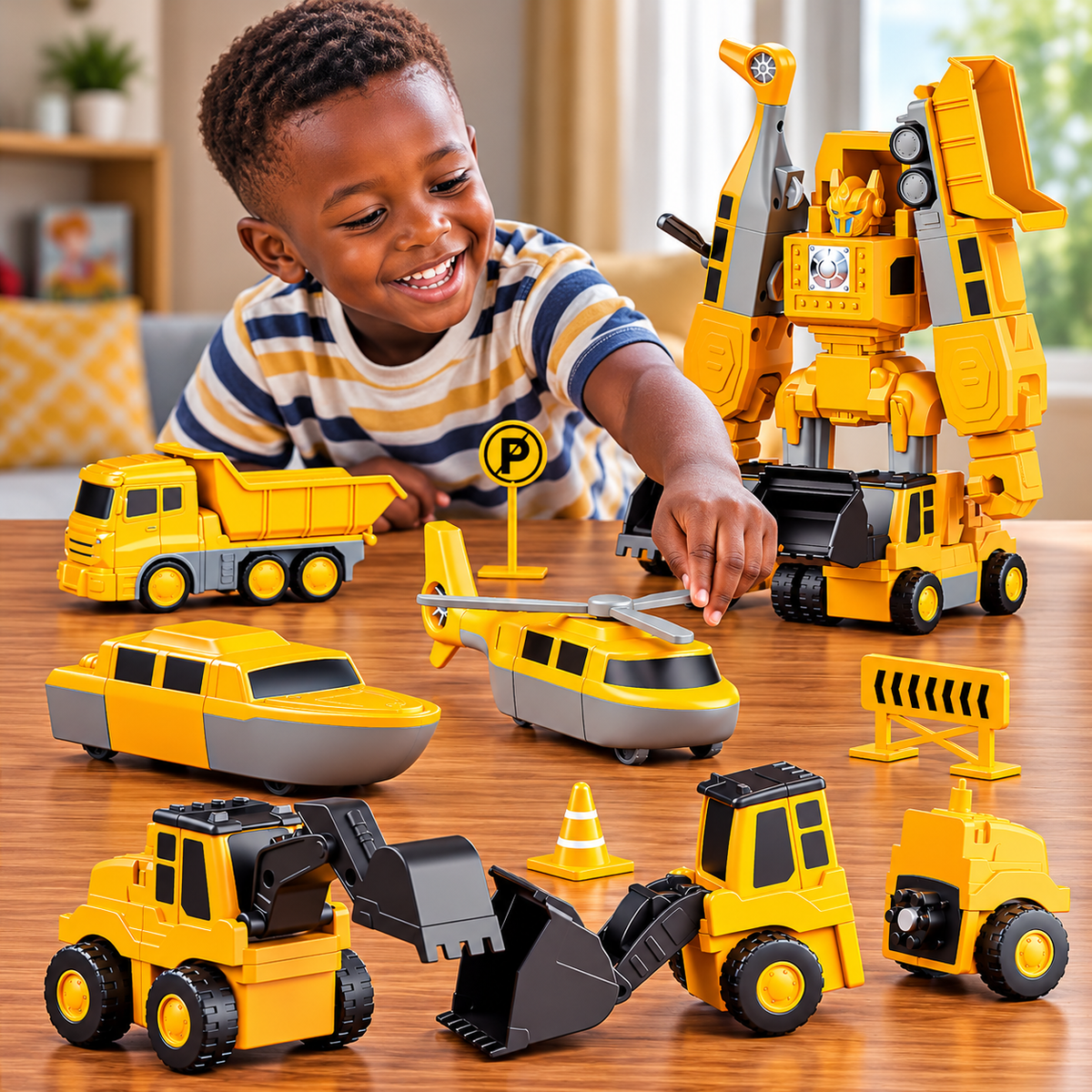 Coffret Magnétique 26 Pièces – Véhicules Transformables en Robot