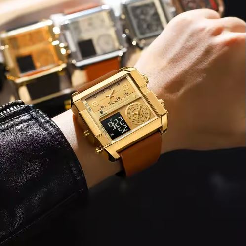 Montre de Luxe Binbond ORIGINALE unisexe, Chronophage lumineux, étanche 3ATM, en acier inoxydable et quartz, doté de trois cadran fonctionnels, chronomètre et alarme