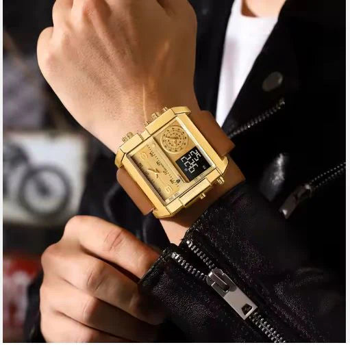 Montre de Luxe Binbond ORIGINALE unisexe, Chronophage lumineux, étanche 3ATM, en acier inoxydable et quartz, doté de trois cadran fonctionnels, chronomètre et alarme